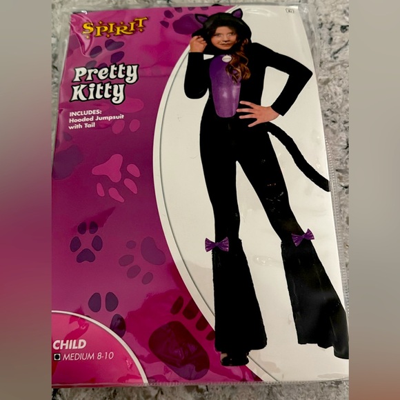 Spirit Pretty Kitty Costume - Black and Purple Jumpsuit - Picture 1 of 3